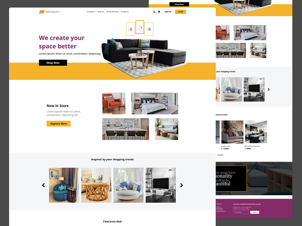 Furniture website Landing page by Manisha Shah on Dribbble