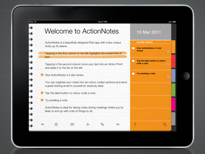 ActionNotes fullscreen 01 app interface ipad note pad orange