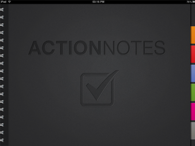 ActionNotes Splash screen app interface ipad note pad