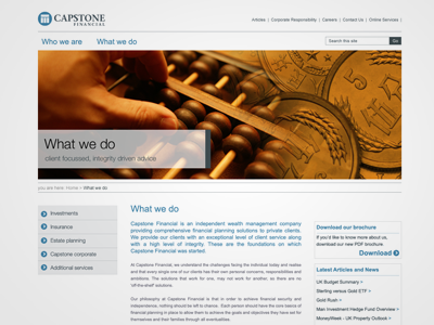 Capstone Finance website gui navigation web website