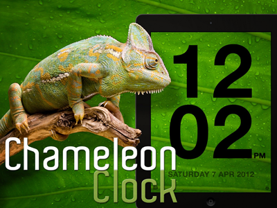 Chameleon Clock 1 app clock ipad lizard