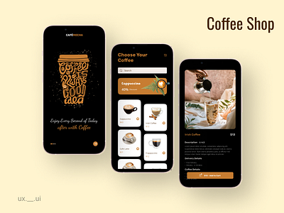 Coffee Shop(Mobile App) android cafe app coffee app coffee shop app coffeeshop application darktheme ios mobile app mobile application mobile uiux mobileui mobileux ui ux