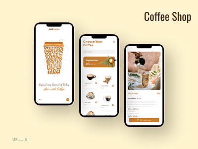 Coffee Shop (Mobile App) coffee app coffee shop app coffeeshop light theme mobile app mobile app uiux mobile application mobileui mobileux ui uiux ux