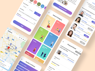 UI/UX Design for an on-deamnd Uber for Skilled Professionals App app ui app uiux appux ui uxdesign