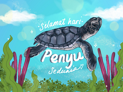 Hari Penyu Sedunia adobe illustrator adobe photoshop animal art brush design digital digital art digitalpainting drawing illustration painting painting animal sketch turtle