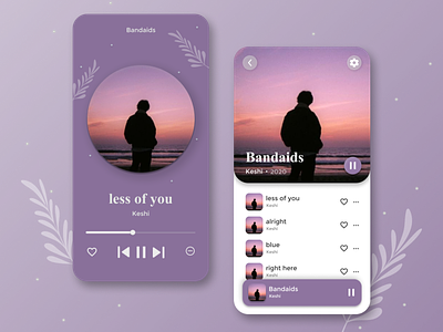 Minimal Music Player aesthetic app design minimal music music player purple ui ux