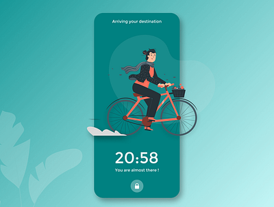 Pomodoro timer - Lock screen. aesthetic app branding design green illustration minimal nature ui