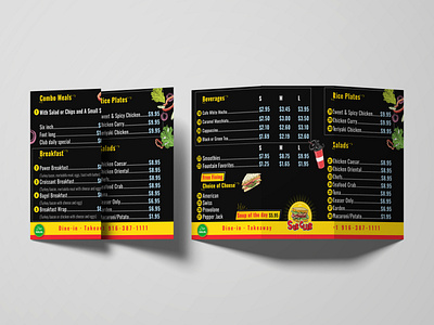 Sub Club Food Menu Design