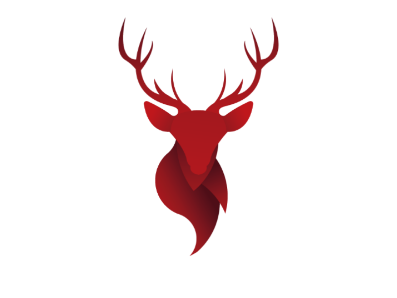 reindeer deer stag buck doe antler with shield hunting logo