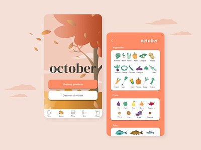 October season products app design flat graphic design icon illustration illustrator minimal ui vector