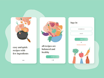 Healthy food app design flat graphic design illustration illustrator minimal ui vector