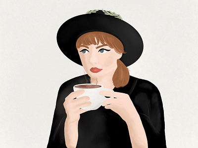 Coffee time 2d art coffee design design art draw drawing flat illustration procreate procreate art ui woman