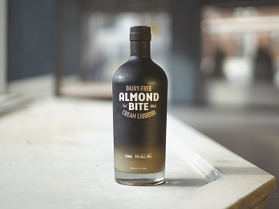 New Almond Bite Bottle black branding customtype design liqueur product product design products retro type typedesign typography vintage