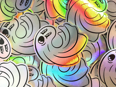 Ghosted Sticker Drop!! character character design chrome comic design ghost ghosts holographic illustration retro sticker sticker mule stickermule vintage