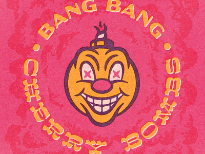 Bang Bang Cherry Bombs comic design distressed halftone illustration psychedelic psychedelic art psychedelicart retro texture vintage