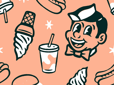 50s Diner Pattern 1950s 50s branding character character design comic design diner distressed illustration restaurant retro texture vintage