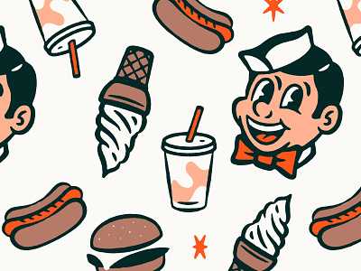 Full Color Vintage Diner Pattern 1940s 1950s 40s 50s branding character character design comic design distressed illustration pattern retro texture vintage