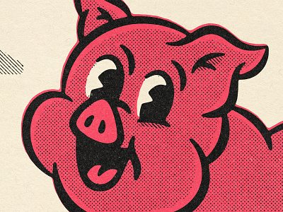 Who loves bacon? 40s 50s character comic design distressed illustration retro texture vintage