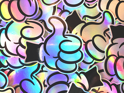 👍 Holographic Stickies! 1930s 1940s 30s 40s cartoon cartoon character character character design comic design hand holographic illustration retro sticker sticker mule thumbs up vector vintage