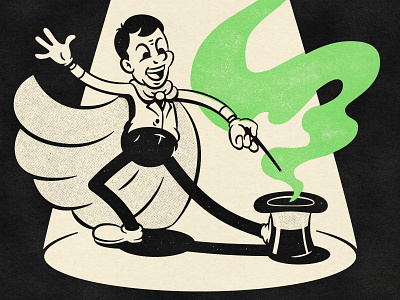 🪄 The Magician 1940s 30s 40s character character design comic design distressed illustration magic magician retro t shirt tee shirt texture vintage