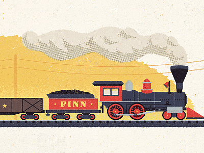 Steam Engine engine halftone illustration retro locomotive old orange red steam steam engine sunset texture train