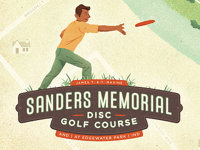 Disc Course 2 design disc golf golf green illustration map retro texture vintage