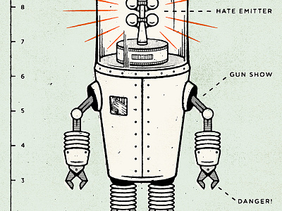 Revenge of the Hatebot black comic comic book distressed halftone illustration retro robot