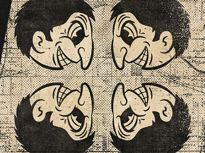 Face Off 40s black comic design distressed halftone illustration retro texture vintage