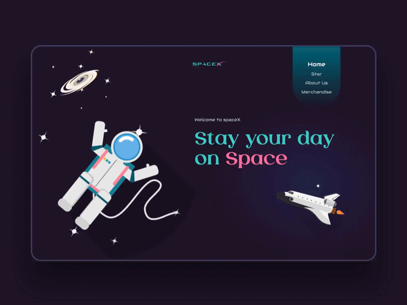 Space Tour animation illustration landing page learn motion ui space space craft study ui design website