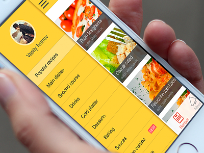 Cook app menu app cook design food interface iphone recipe screen sidebar ui ux