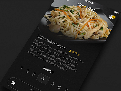 Chinese food delivery "About Dish Screen" app chibox chinese delivery food ios iphone mobile ui ux