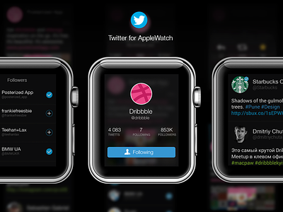 Twitter AppleWatch [Profile, Tweets, Followers] apple applewatch concept design dribbble ios social twitter ui ux watch
