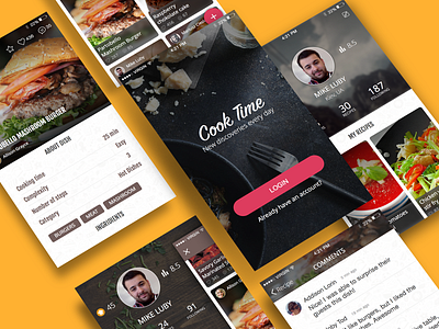 CookTime - CookingApp app clean cook ios iphone recipes sidebar sketch ui ux