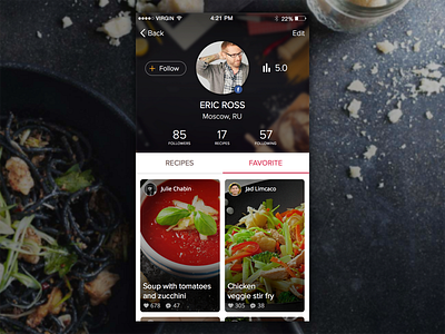 Profile - CookTime App cook dish ios profile recipe screen time ui ux