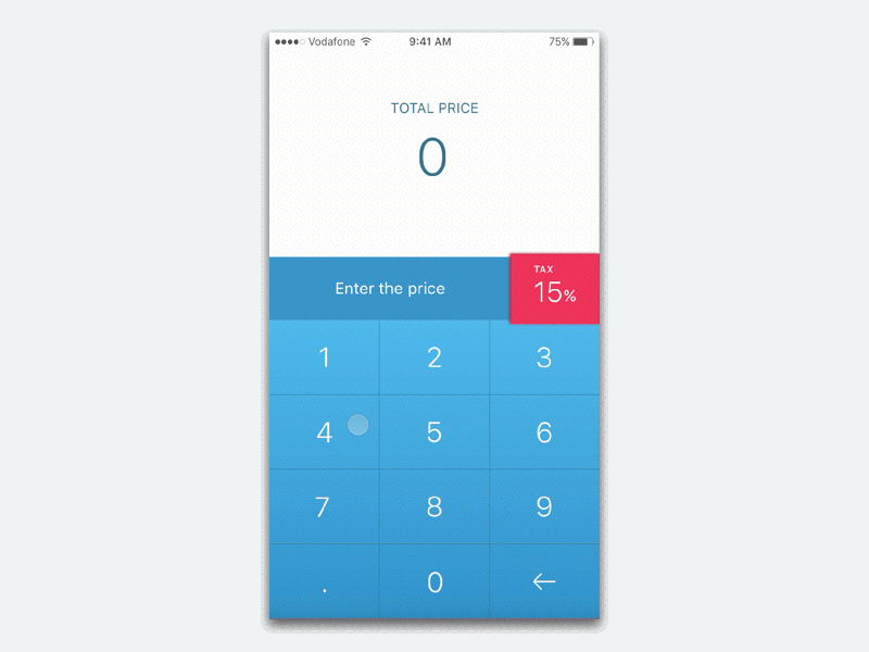 Tax Calculator App app calculator design gif keyboard mobile numbers principle ui ux