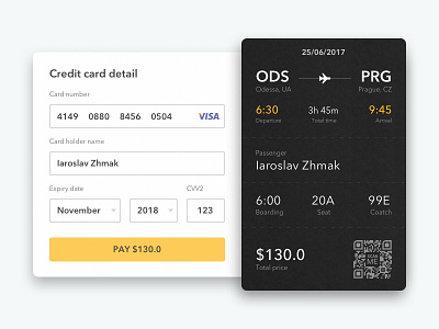 Air ticket payment widget [Checkout] air app credit card pay product service ticket ui ux widget login