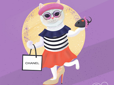 A Very Very Fashionable Cat cartoon cat chanel fachion graphic illustration