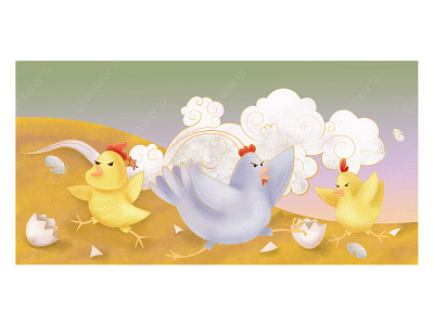 Arguing chicks from "The Mindful Chick" adobe illustrator cartoon character children book chinese painting design graphic illustration kawaii