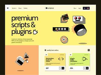 Script and Plugin Marketplace 2d clean design flat design illustration landing page scripts ui web