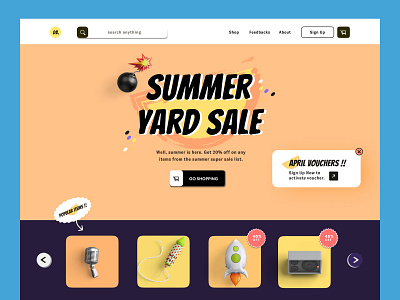 Used Goods - Online Shop Landing page ecommerce flatdesign happycolor landingpage shopify typography ui ux vector web websitedesign