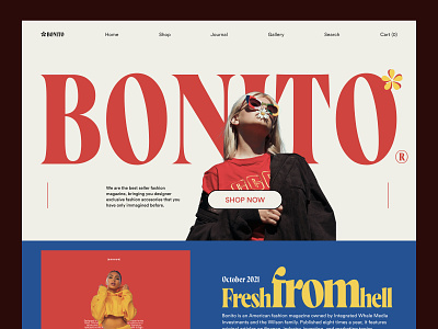 Bonito - Fashion Landing Page agency branding design ecommerce fashion flatdesign graphic design illustration magazine shopify typography ui ux vector web