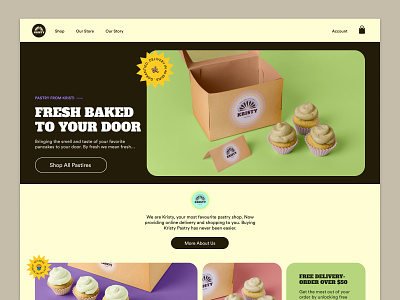 Pastry Shop Landing Page bakery branding bright brand design flat design food home page landing page pastry sweet ui ux web website websitedesign