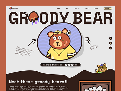 NFTs - Groody Bear Landing Page blockchain custom graphics design etherium flat homepage landing page nft ui uiux ux web website