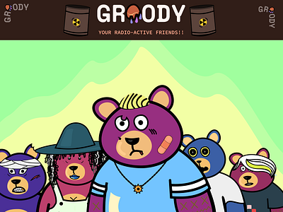 Groody Bear NFTs blockchain branding character graphic design illustration nft radiant ui ux vector web website