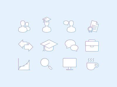Line Icons business coffee gradient icons line icons student