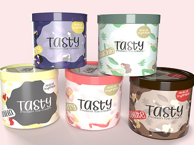 Tasty Protein Ice Cream branding design illustraion package design