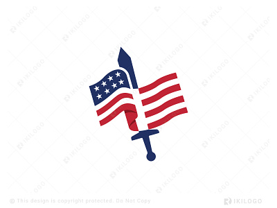 American Flag Sword Logo (For Sale) american branding design flag graphic design logo logo design logoforsale logos sword vector