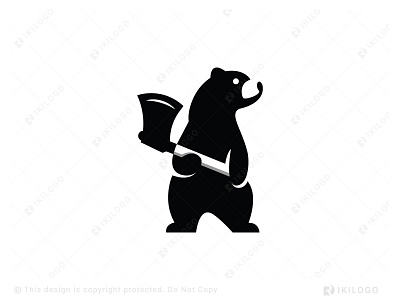 Bear And Axe Logo (For Sale) axe bear branding design graphic design illustration logo logo design logoforsale logos vector