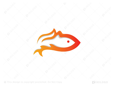 Fire Fish Logo (For Sale) animal branding design fire fish graphic design logo logo design logoforsale logos vector