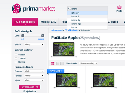 primamarket brand category eshop filter webdesign